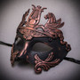 Roman Greek Emperor with Pegasus Horses Venetian Mask - Copper Black