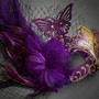 Butterfly Lace Feather Women Mask - Purple Gold