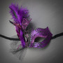 Butterfly Lace Feather Women Mask - Black Purple