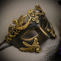 Black Gold Venetian Roman Warrior Greek Men & Black Purple Butterfly Lace with Feather Couple Masks Set