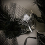 Black Silver Butterfly Lace with Feather & Silver Black Mardi Gras Top Feather Combo Masks Set