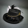 Steampunk Lady Mini Top Hat with Goggles Feather - Black