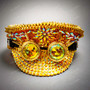 Military Burning Man Top Hat with Kaleidoscope 3D Goggles - Gold