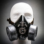 Half Face Steampunk Respirator Gas Mask - Black Silver