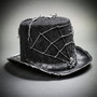 Steampunk Gothic Top Hat Costume with Skull & Spider Web - Black Silver