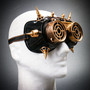 Steampunk Goggles Eye Mask Costume with Flip Up Glasses - Black Gold