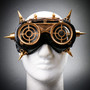 Steampunk Goggles Eye Mask Costume with Flip Up Glasses - Black Gold