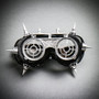 Steampunk Goggles Eye Mask Costume with Flip Up Glasses - Black Silver