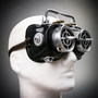 Steampunk Goggles Eye Mask Costume with Spike Gears & Flip Up Glasses - Black Silver