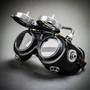 Steampunk Goggles Eye Mask Costume with Spike Gears & Flip Up Glasses - Black Silver