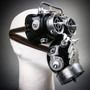 Steampunk Gear Goggles Glasses and Spiked Gas Mask Costume Set - Black Silver