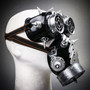 Steampunk Spiked Goggles Glasses and Spiked Gas Mask Costume Set - Black Silver