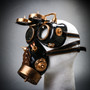 Steampunk Gear Goggles Glasses and Spiked Gas Mask Costume Set - Black Gold