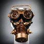 Steampunk Gear Goggles Glasses and Spiked Gas Mask Costume Set - Black Gold