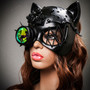 Steampunk Monocular Gatto Cat Venetian Mask Masquerade - Black