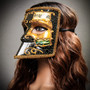 Full Face Luxury Bauta Venetian Party Mask Masquerade - Gold Black