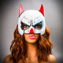 Batman Mardi Gras Mask with Joker Design Half Face Mask - White Blue with Model