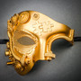 Phantom of Opera Steampunk Masquerade Half Face Mask - Metallic Gold (Front)