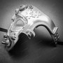 Phantom of Opera Steampunk Masquerade Half Face Mask - Metallic Silver