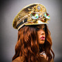 Steampunk Burning Man Captain Hat with 3D Rhinestones - Gold Black