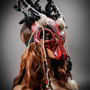 Antelope Devil OX Horns Animal Skull Ghost Masquerade Mask - Bloody Red