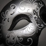 Phantom Full Face Silver Glitter & Swan Angel Warrior Feather Silver Couple Masks