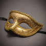 Venetian Classic Eye Mask with Glitter Gold & Venetian Gold Mardi Gras Purple Tall Feather Couple Masks