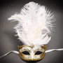 Pegasus Horses Emperor Black Gold & Venetian Gold Mardi Gras Black White Feather Couple Masks