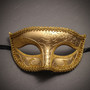 Venetian Classic Eye Mask with Glitter Gold & Butterfly Lace Side Feather White Gold Couple Masks