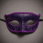 Venetian Classic Eye Mask with Glitter Purple & Venice Side Feather Black Couple Masks