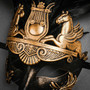 Roman Greek with Pegasus Horses and Feather Mask - Gold Black