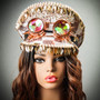 Steampunk Burning Man Captain Hat with Kaleidoscope 3D Goggles & Golden Leaf with model
