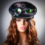 Steampunk Burning Man Captain Hat with Kaleidoscope 3D Goggles - Black (Models)