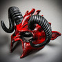 Demon Devil Satan with Black Horns Masquerade Mask - Bloody Red