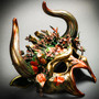 Demon Forest Devil Satan with OX Horns Masquerade Mask - Black Gold