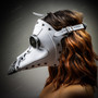 Steampunk Plague Doctor with Goggle Short Bird Beak Mask - White