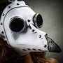 Steampunk Plague Doctor with Goggle Short Bird Beak Mask - White