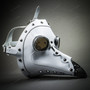 Steampunk Plague Doctor with Goggle Short Bird Beak Mask - White