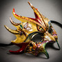 Mythical Demon Devil Elegant Masquerade Mask - Gold Blue Red