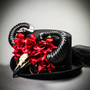 teampunk Halloween Top Hat with Horn & Rose - Black