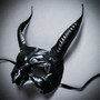 Goblin Devil Long Horn Eyes Mask - Black (side view)