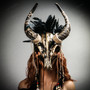 Antelope Devil Horns Animal Skull Ghost Masquerade Mask - Black Gold