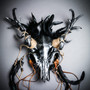 Antelope Devil Deer Horn Skull Ghost Masquerade Mask - Black Silver
