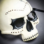 Halloween Skeleton Day of the Dead Skull Mask with Black Eyes - White