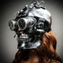 Steampunk Goggles Skull Robotic Masquerade Mask - Black Silver