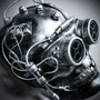 Steampunk Goggles Skull Robotic Masquerade Mask - Black Silver