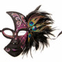 Exquisite Venetian Glitter Mask with Peacock Feather - Black Purple - 4