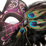 Exquisite Venetian Glitter Mask with Peacock Feather - Black Purple - 3