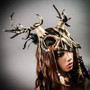 Antelope Devil Deer Horn Skull Ghost Masquerade Mask - Black Gold