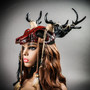 Antelope Devil Deer Horn Skull Ghost Masquerade Mask - Bloody Red (wear as headgear)